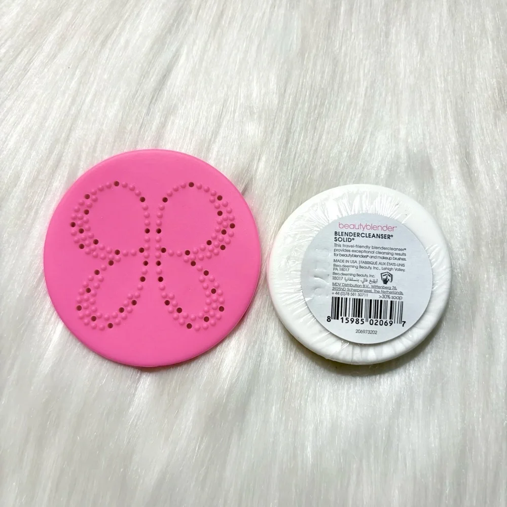 💫Beautyblender Pink Butterfly Scrub Mat & Solid Makeup Sponge Cleanser Mini Set